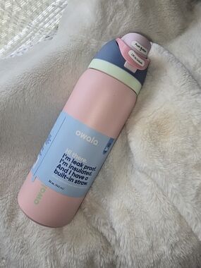 Owala Insulated Water Bottle - Pink with Blue Accent 32 Oz